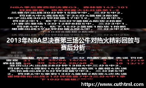 2013年NBA总决赛第三场公牛对热火精彩回放与赛后分析