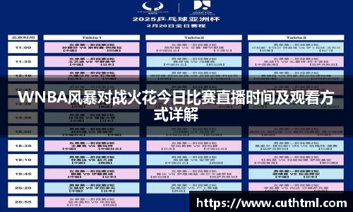 WNBA风暴对战火花今日比赛直播时间及观看方式详解